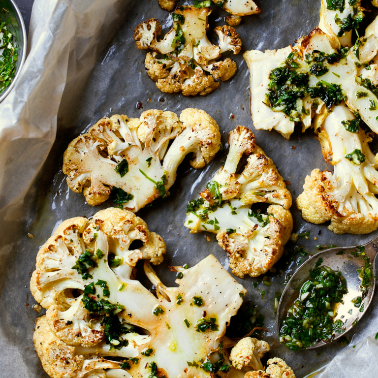 Cauliflower Steak with a Chimichurri Sauce - Ask Dr. Dee